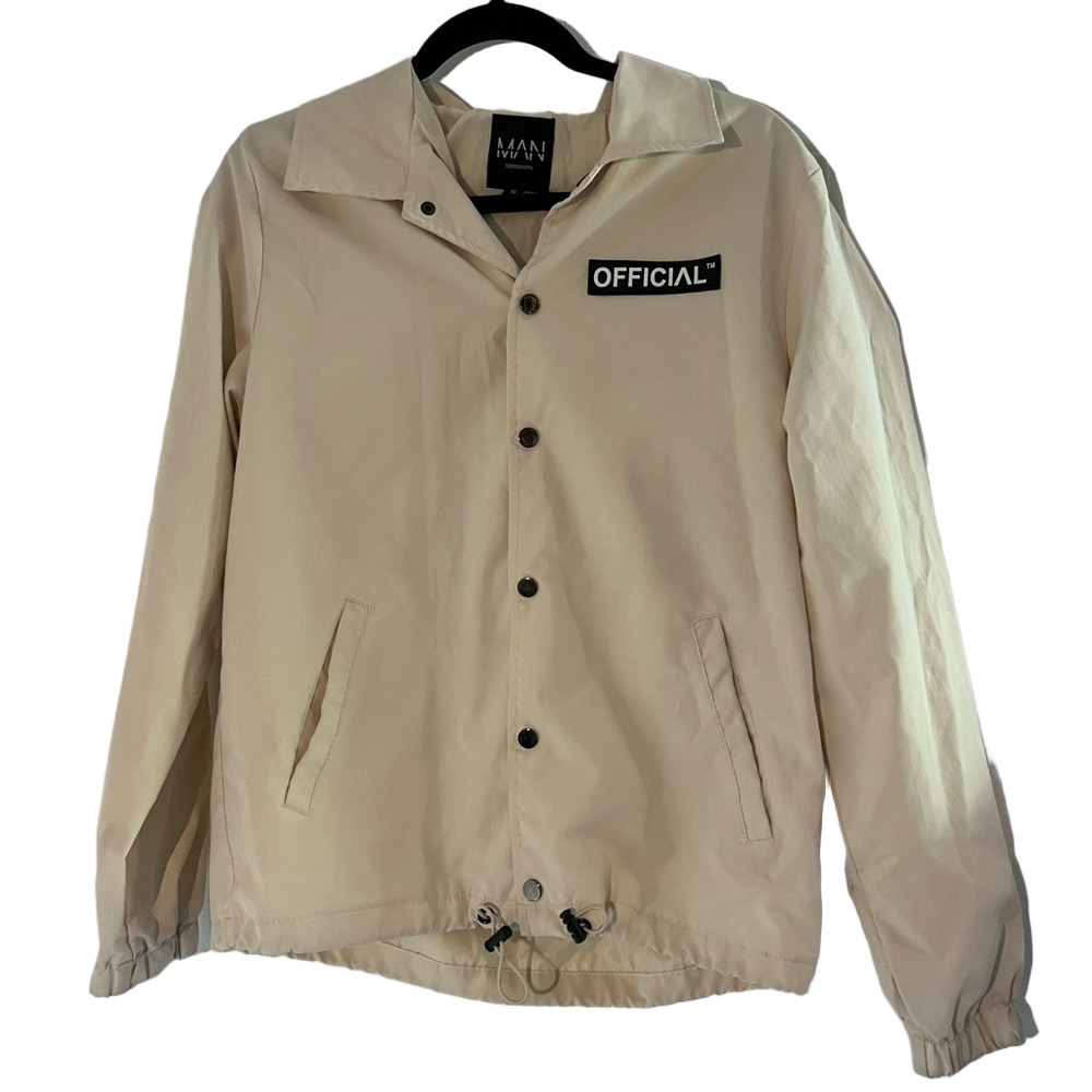 Boohoo Man Official Branded Cream Woven Coach Jacket - Picture 3 of 7